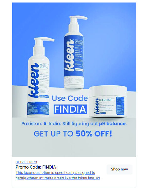 Zojja and Kleen offers 50% usinf promo code, "FIndia" - Madzine